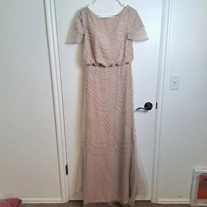 Chic Taupe Beaded Wedding Dress